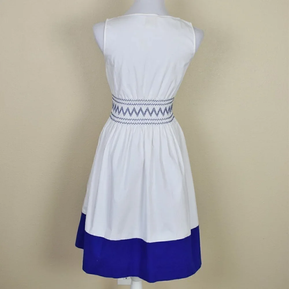 Kate Spade Fit Flare Smocked Poplin Dress XS